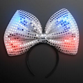 LED Sequin Silver Big Bow Headband - Blank